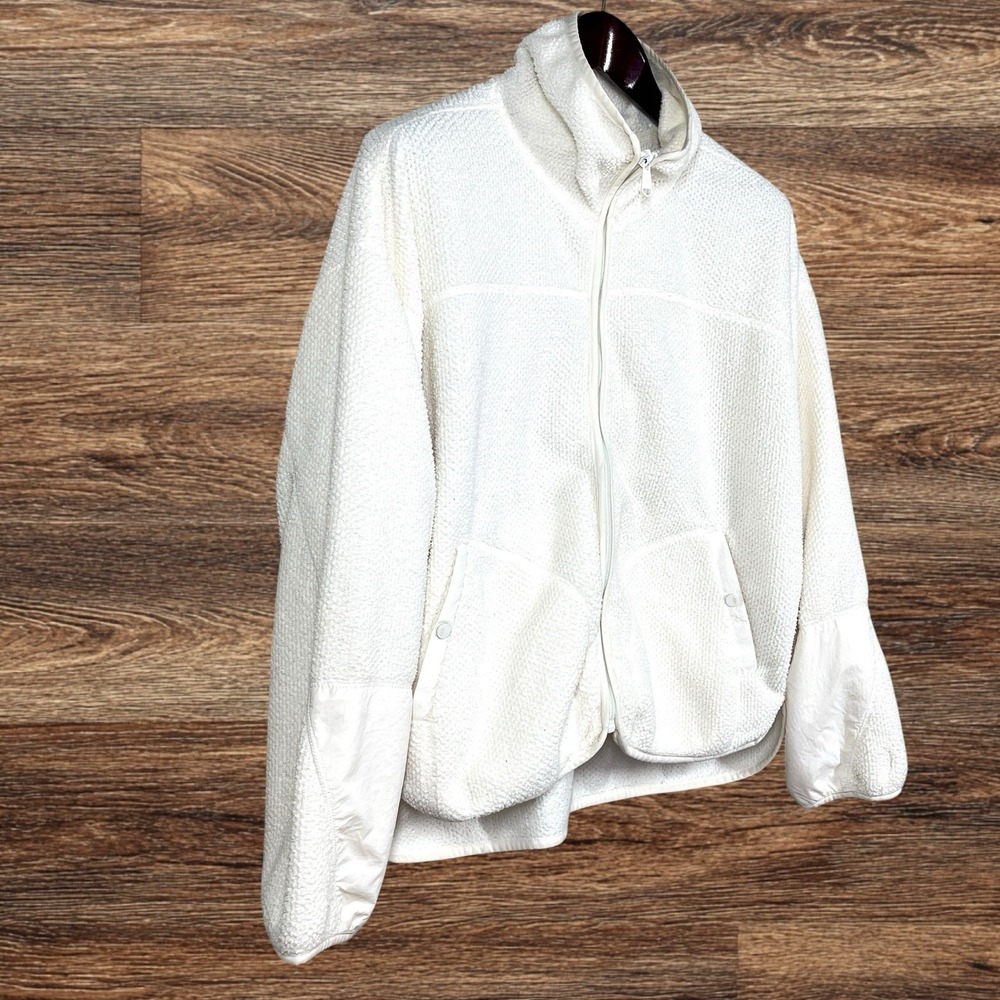 Free People Movement Hit the Slopes Fleece Jacket Size S Ivory Relaxed Crop - Picture 4 of 7